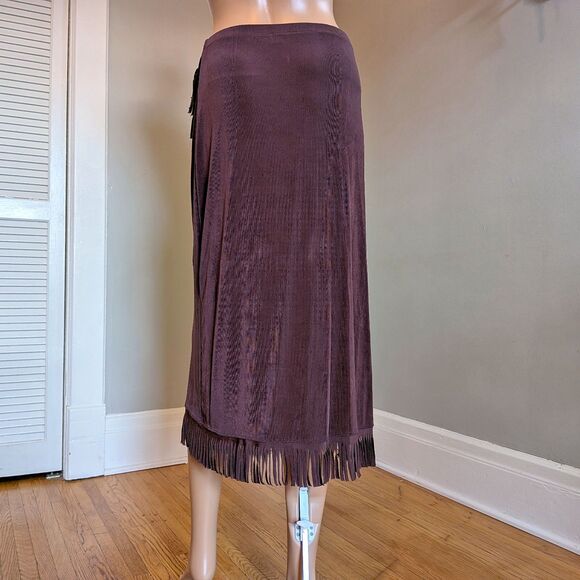 Vintage 90s Choices Fringe Midi Skirt, Western Boho Whimsigoth Fairy, Size MP - Picture 4 of 9
